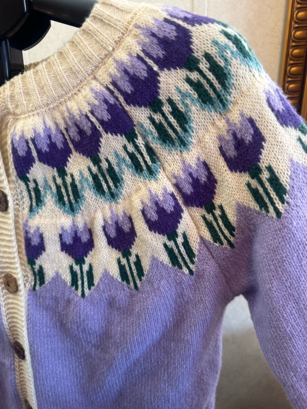 Women’s Floral Fair Isle Cardigan Sweater - Picture 3 of 10